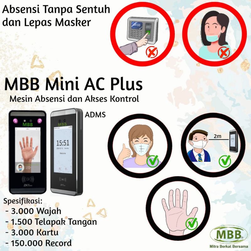 Jual Original Mesin Absensi Wajah Bisa Pakai Masker Telapak