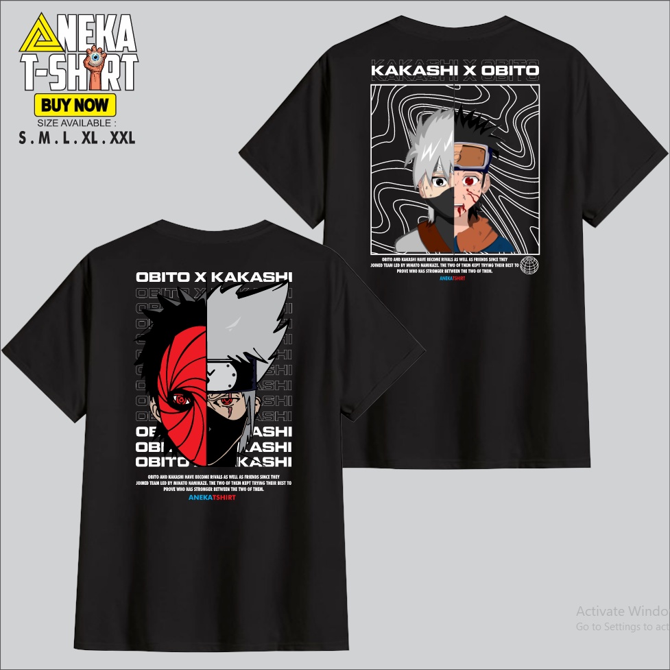 Jual Kaos Baju Anime Naruto Hatake Kakasihi X Obito Uchiha Kaos Anime