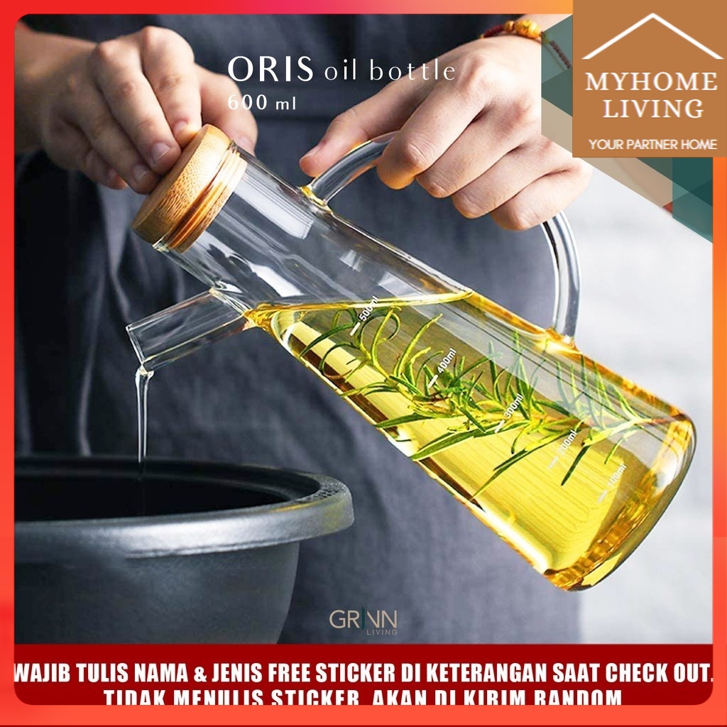 Jual Grinn Living Oris Oil Bottle 600 Ml Botol Kaca Minyak Goreng