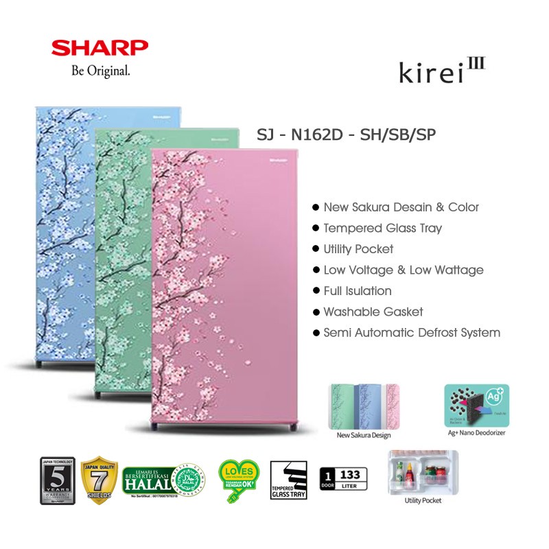 Jual Kulkas 1 Pintu SHARP Sakura Series SJ N 162 D SH SB SP SJN162 SJN