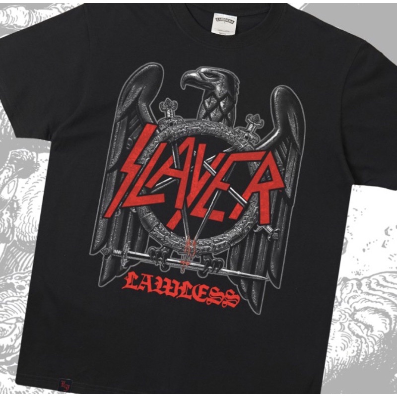 Jual KAOS TSHIRT LAWLESS X BAND SLAYER LOGO OG BLACK EAGLE ORIGINAL