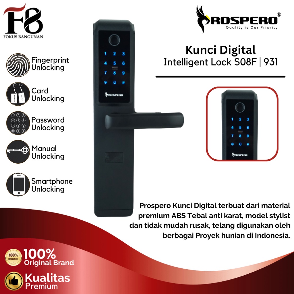 Jual Smart Door Lock Kunci Pintu Digital Otomatis Fingerprint Card