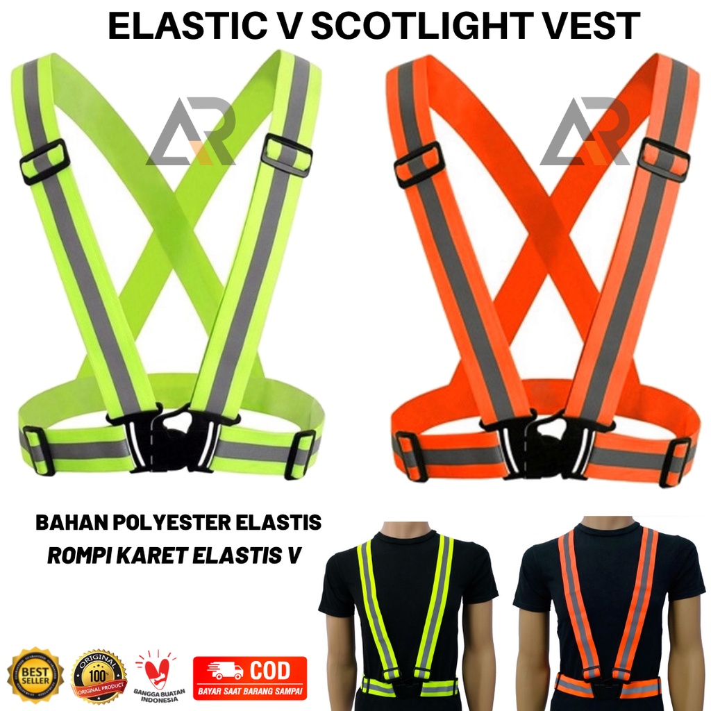 Jual Rompi SAFETY V Karet Elastis Safety Vest Reflective Elastic Rompi