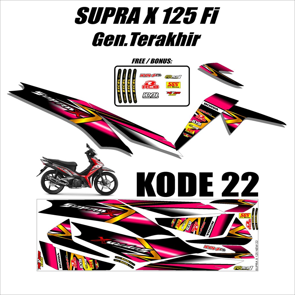 Jual COD Sticker Striping Supra X 125 Fi Stiker Lis Variasi Supra X