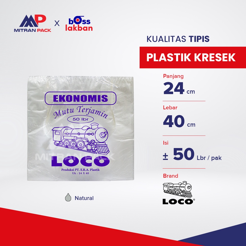 Jual Kantong Plastik Kresek Loco Ekonomis Tipis Natural Ukuran X