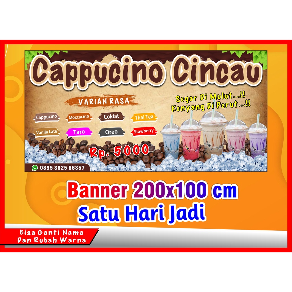 Jual Banner Cappucino Cincau Cod Spanduk Minuman Capcin X Cm