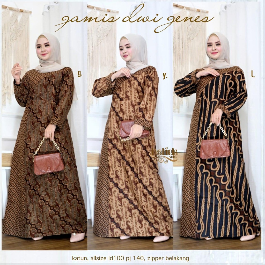 Jual Spesial Lebaran Gamis Dwi Genes Batik Baju Muslim Dress Muslimah