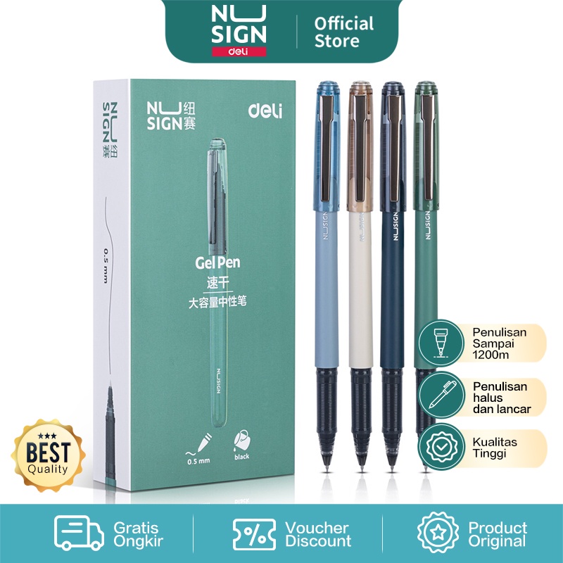 Jual Nusign Gel Pen Pulpen Gel 0 5 Mm Tinta Hitam Dapat Menulis