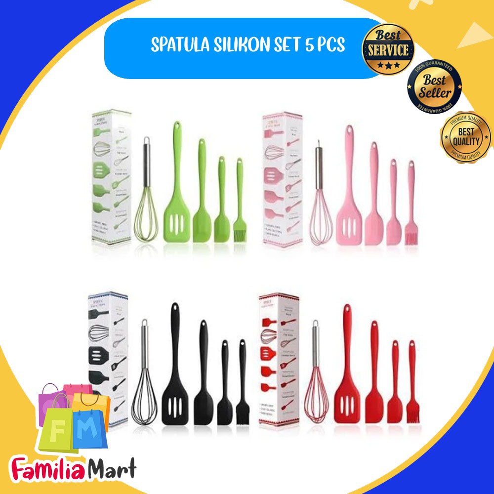 Jual ALAT MASAK SPATULA SET 5 PCS SILIKON SUTIL KITCHEN UTENSIL TAHAN