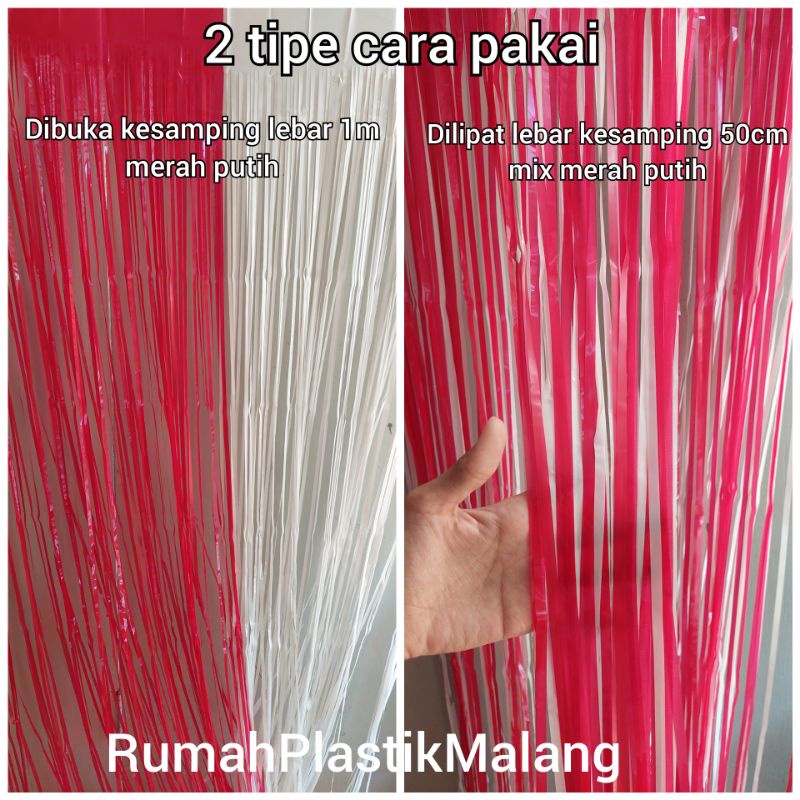 Jual Foil Curtain Tirai Backdrop Banner Rumbai Dekorasi Hut Ri Merah