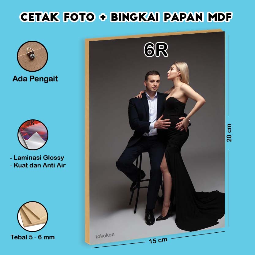 Jual Cetak Foto Custom Media Kayu Papan Mdf Ukuran 6R 15x20 Cm Hadiah