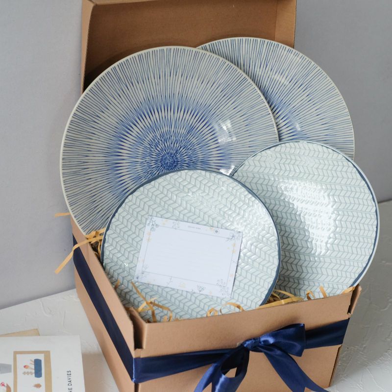 Jual Hampers Set Piring Keramik Oscar Lining Blue 2 Dinner Plate 2