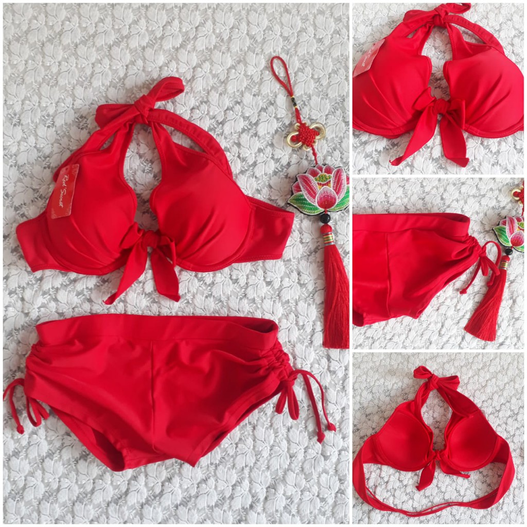 Jual BK 3313 VO3 WARNA MERAH BIKINI PANTAI DENGAN KAWAT DAN BUSA