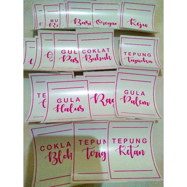 Jual Stiker Pantry Label Nama Bumbu Dapur Vinyl Putih Shabby Chic 8x6