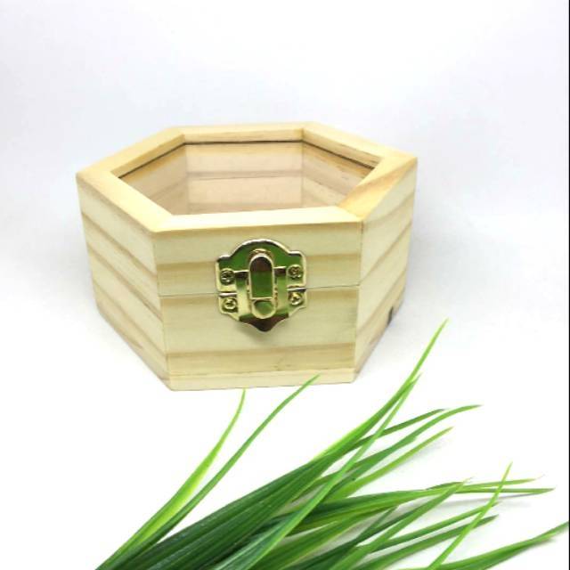 Jual Ring Box Segi Enam Belum Di Hias Kotak Cincin Kayu Rustic