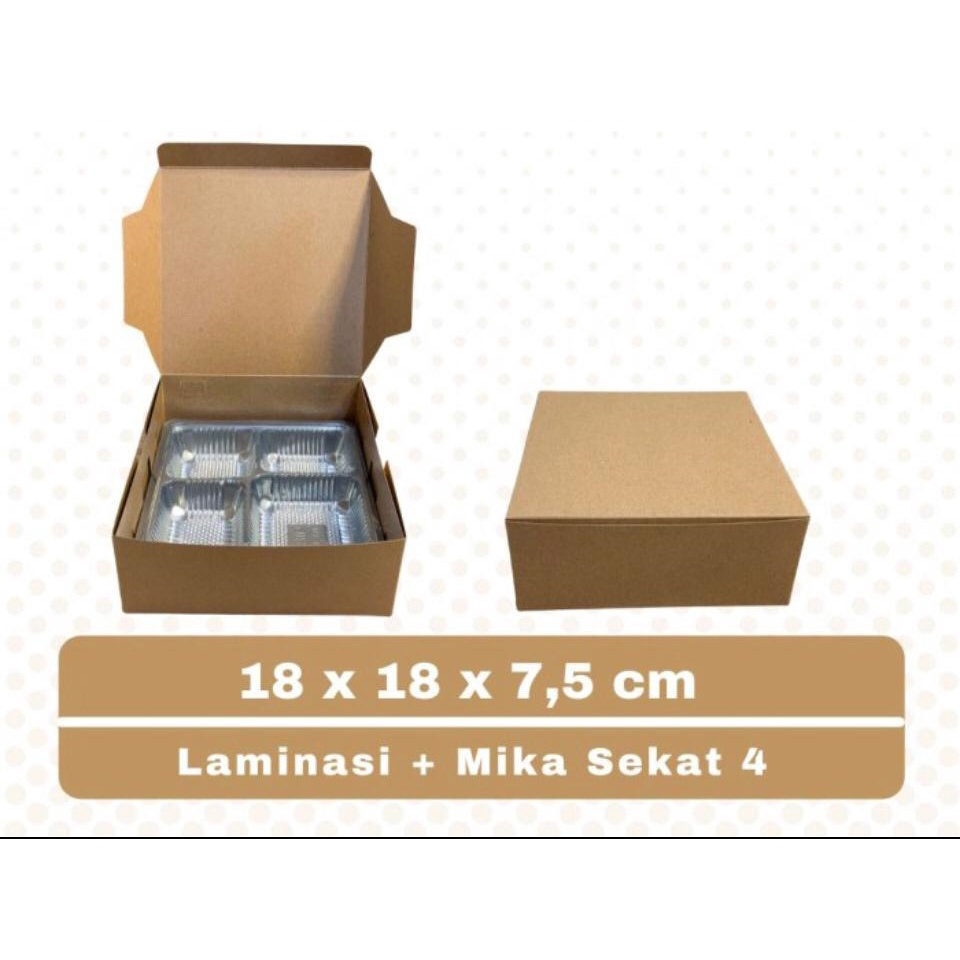 Jual Kotak Nasi Kraft 18x18x7 5 Cm 50SET Laminasi Mika Sekat 4