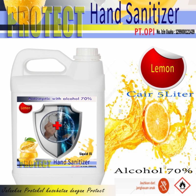 Jual Hand Sanitizer Liter Cair Protect Lemon Sudah Ada Izin Kemenkes