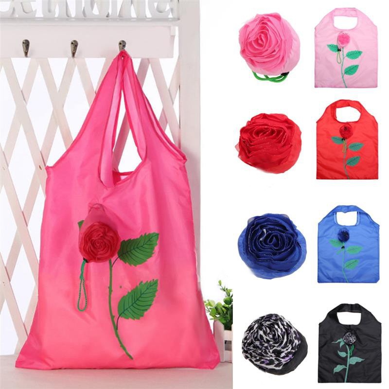 Jual Tas Belanja Lipat Reusable Bag Bunga Rose Karakter Lucu Tas