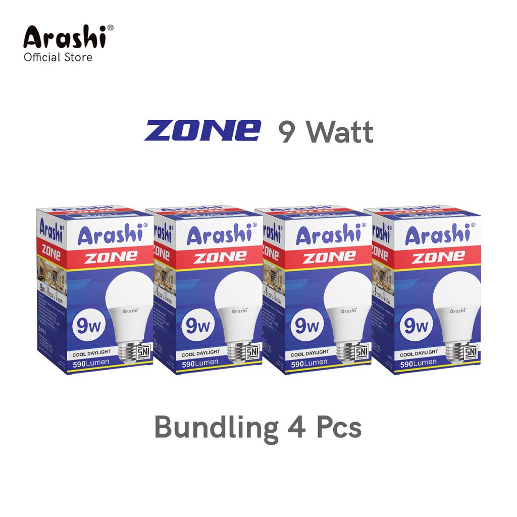 Jual Arashi Lampu LED Zone 9watt CDL 4pcs Cahaya Putih Shopee Indonesia