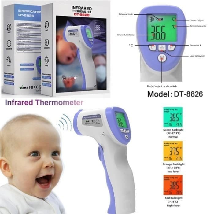 Jual Thermometer Digital Infrared Non Contact Thermometer Suhu Tubuh