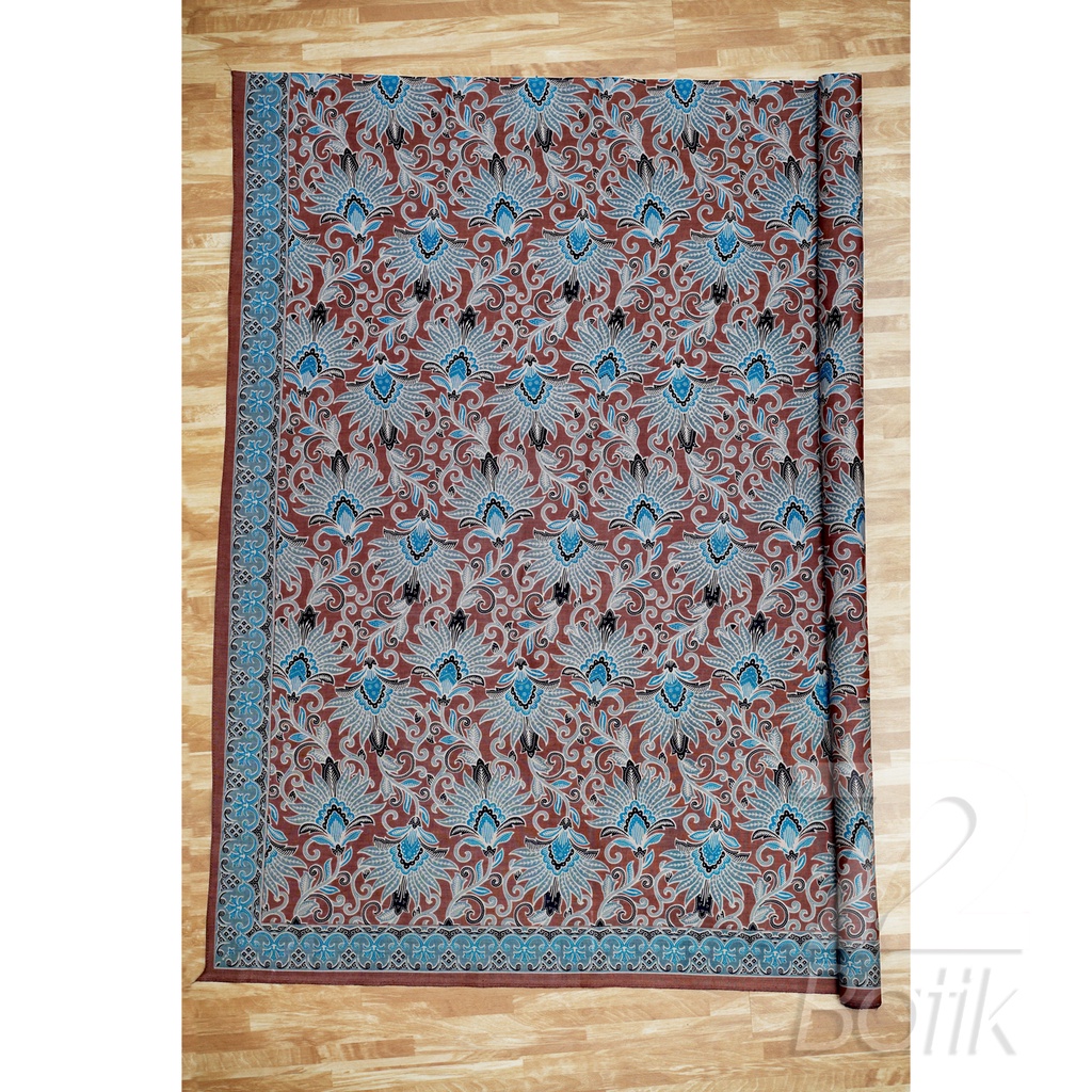 Jual Kain Batik Premium Bahan Katun Motif Kembang Merak Warna Coklat