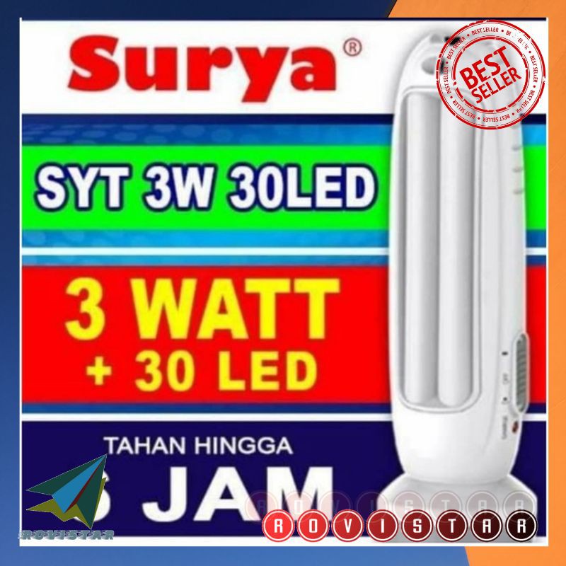 Jual Lampu Emergency Senter Cas Surya SYT 3W 30LED SMD 2 SUPER LED