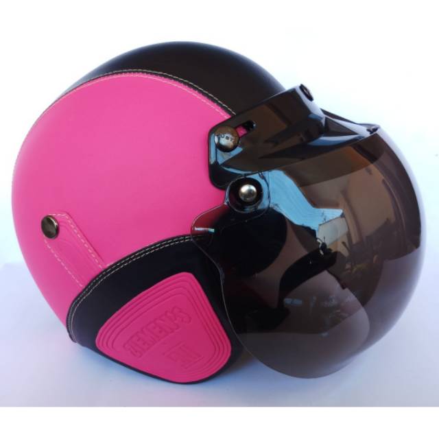 Jual Helm Bogo Full Kulit Retro Klasik Motif Fanta Hitam Atau Pink