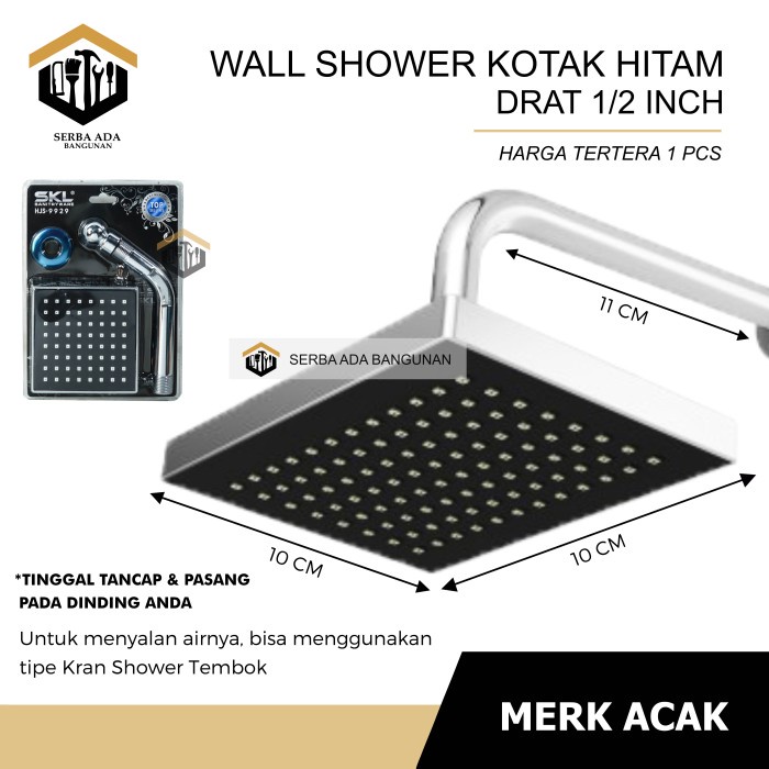 Jual Cuci Gudang Wall Shower Head Shower Tembok Tanam Kotak Minimalis