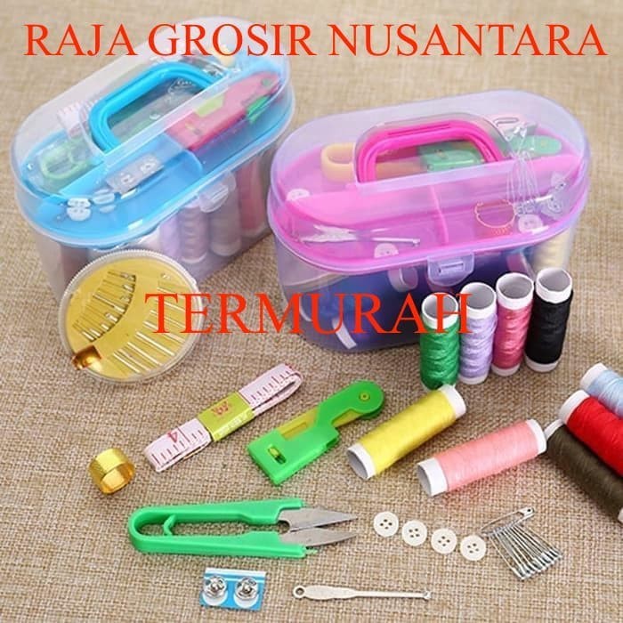 Jual ALAT JAHIT BOX PAKET LENGKAP SEWING KIT KOTAK JUMBO JAHIT SET