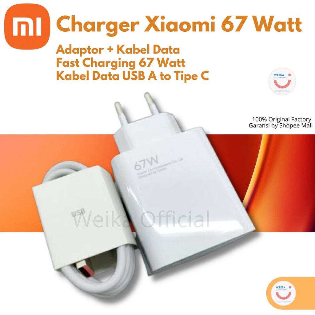 Jual Charger Xiaomi Watt Turbo Charging Charger Tipe C Original