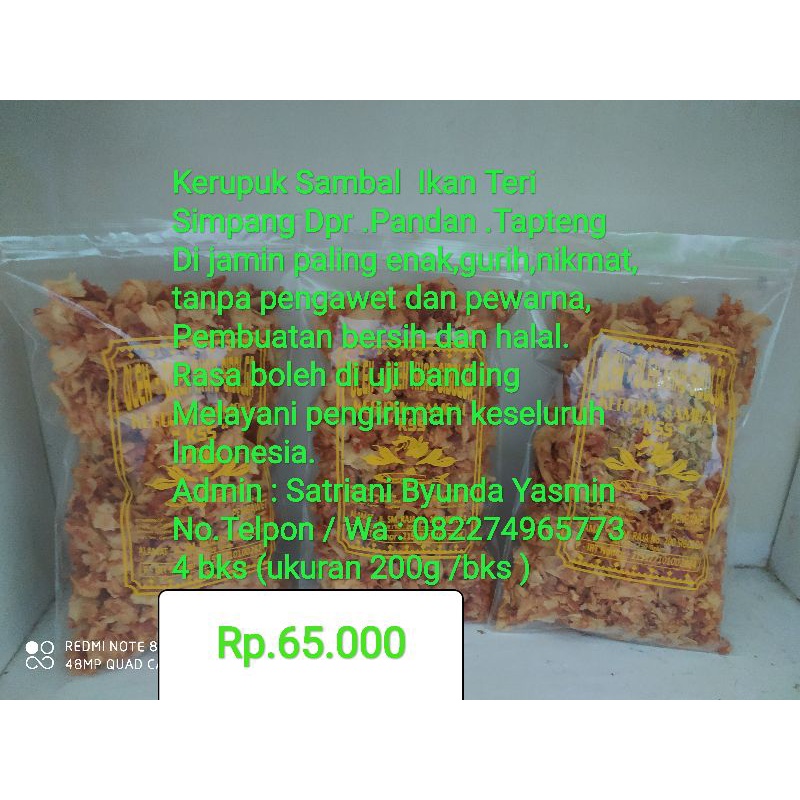 Jual Keripik Sambal Ikan Teri Oleh Khas Sibolga Shopee Indonesia