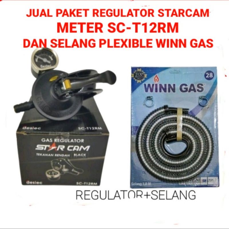 Jual JUAL PAKET REGULATOR STARCAM METER DAN SELANG GAS PLEXIBLE WINN 1