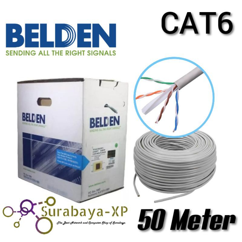 Jual Kabel LAN UTP BELDEN CAT6 50 Meter Non Krimping Cat 6 50M Shopee