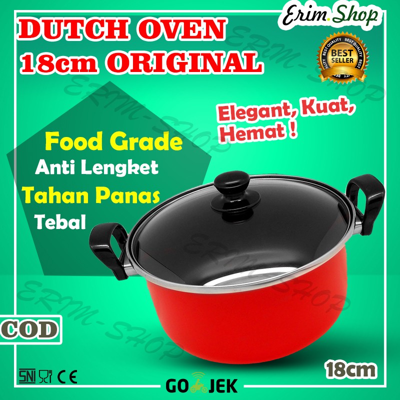 Jual Panci Dutch Oven Teflon Tutup Kaca Tebal Anti Lengket With Handle