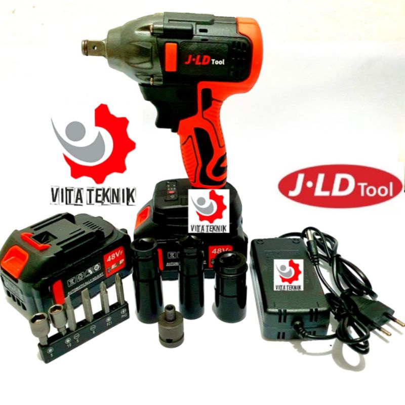 Jual Cordless Impact Wrench Brushless Vf Jld Hitam Merah Baterai