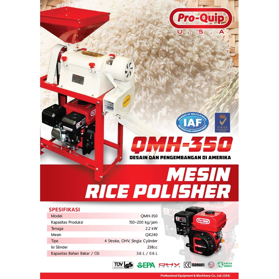 Jual Mesin Selep Padi Rice Polisher QMH 350 Proquip Mesin Giling Padi