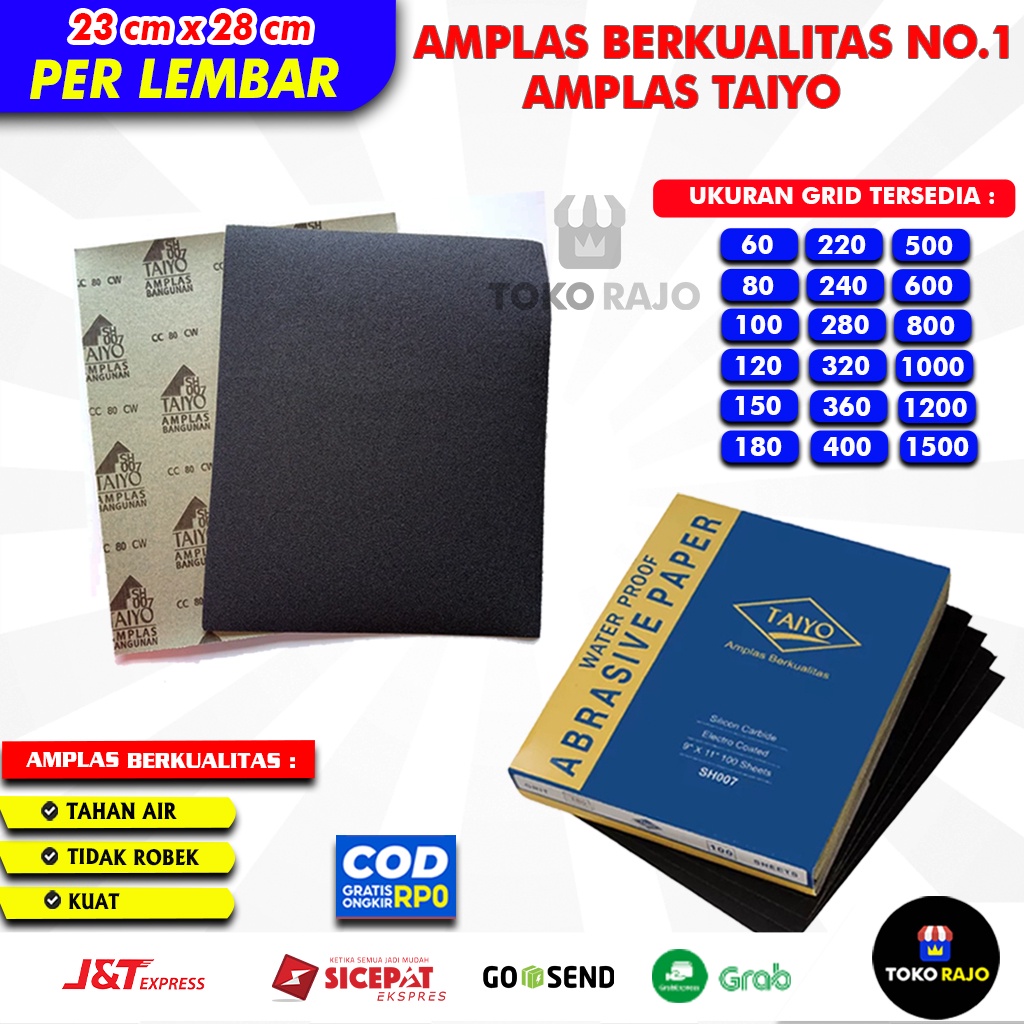 Jual AMPLAS KUAT DAN TAHAN AIR MERK TAIYO AMPELAS DUCO Kertas Lembar