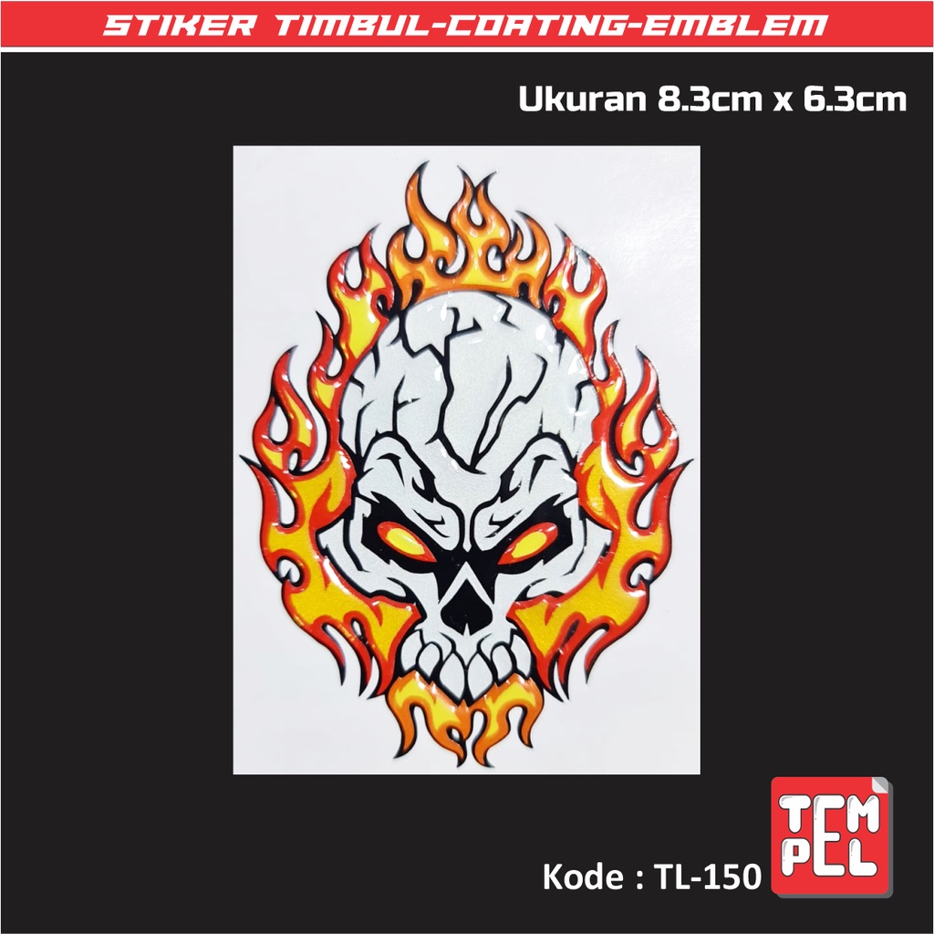 Jual Stiker Timbul Coating Emblem Embos D Tengkorak Api Shopee Indonesia