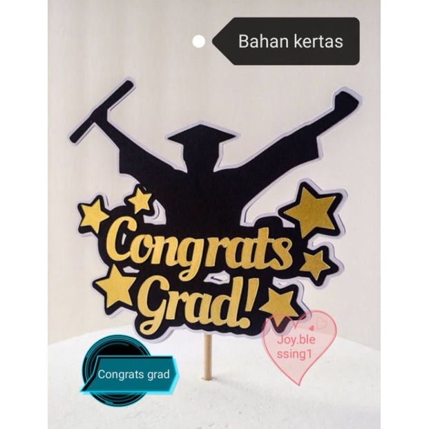 Jual Topper Akrilik Topper Kertas Happy Graduation Hangtag Wisuda