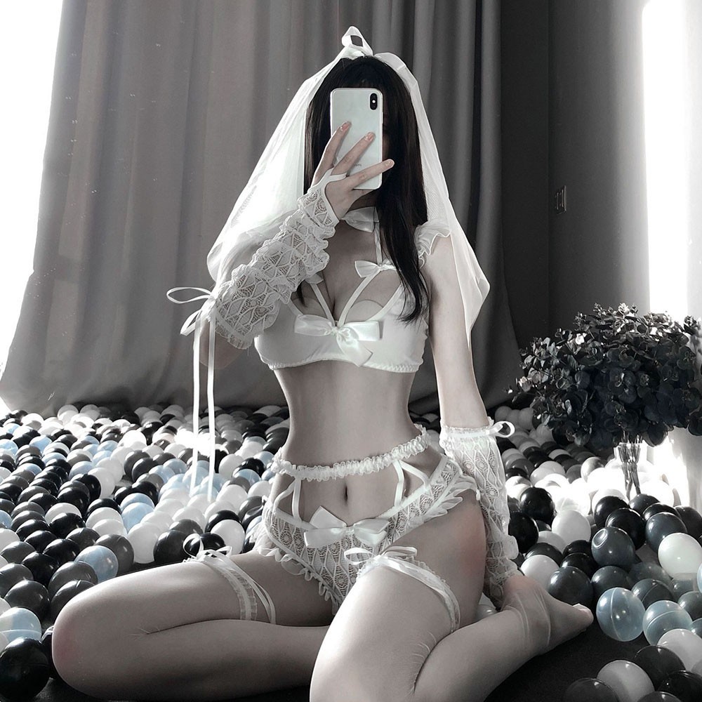 Jual SEXY MEOW Bride Wedding Dress Cosplay Erotic Lingerie Dew Breast