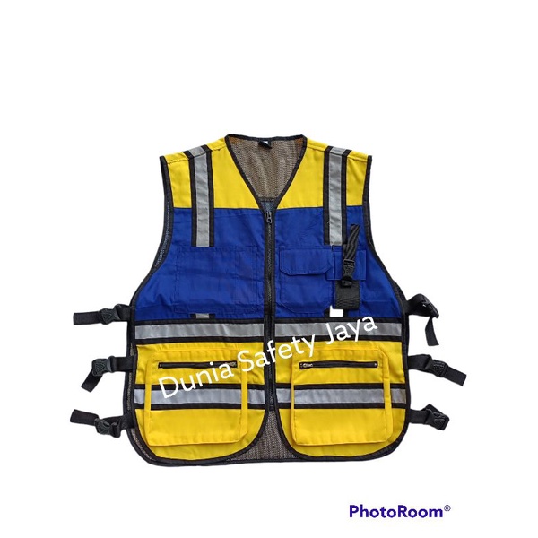 Jual Rompi Safety Safety Vest Bahan Taslan Kombinasi Kuning Biru Bca