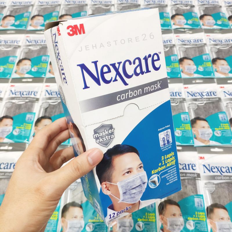 Jual MASKER NEXCARE 3M Carbon 4ply 1box Isi 12pcs Earloop Medis