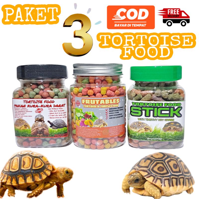 Jual PAKET 3 VARIAN JENIS MAKANAN KURA KURA DARAT PELET TORTO SULCATA