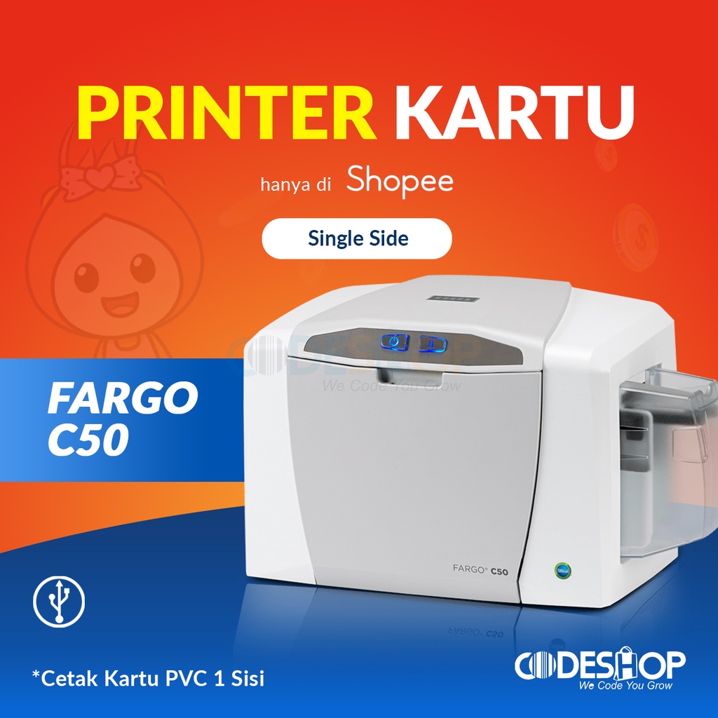 Jual Printer Fargo C 50 Cetak Kartu ID Card PVC 300 DPI USB Shopee