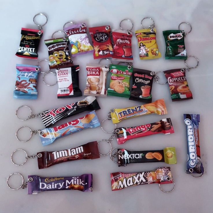 Jual Gantungan Kunci Miniatur Snack Imut Murah Magnet Tempelan Kulkas