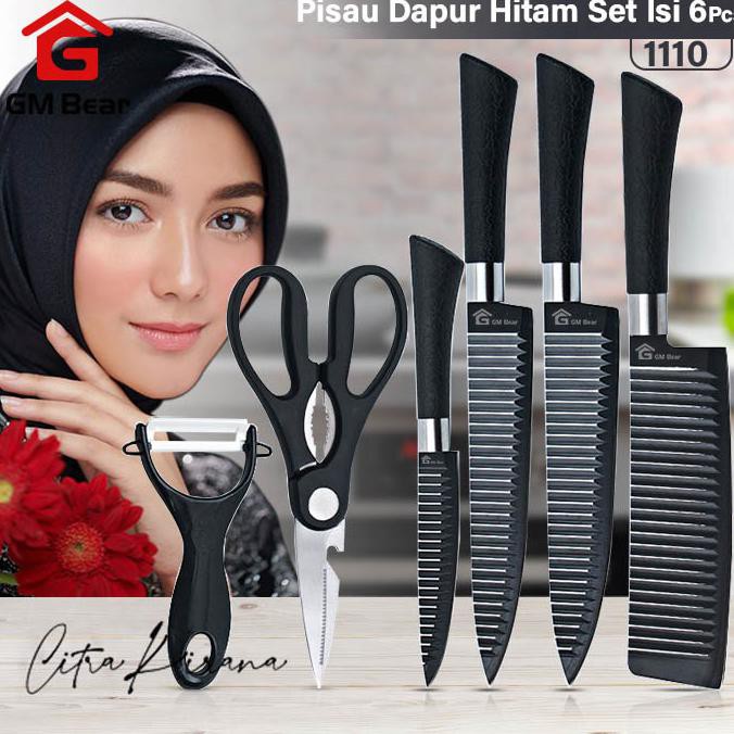 Jual Gm Bear Pisau Set Dapur Hitam Tebal Isi Pcs Pisat Set