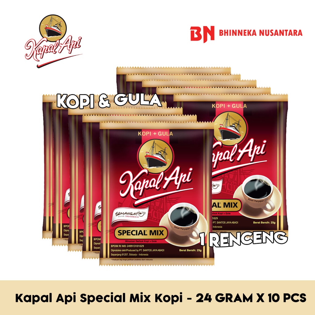 Jual Kapal Api Special Mix Kopi Instan Bubuk 10 Sachet 24 Gram