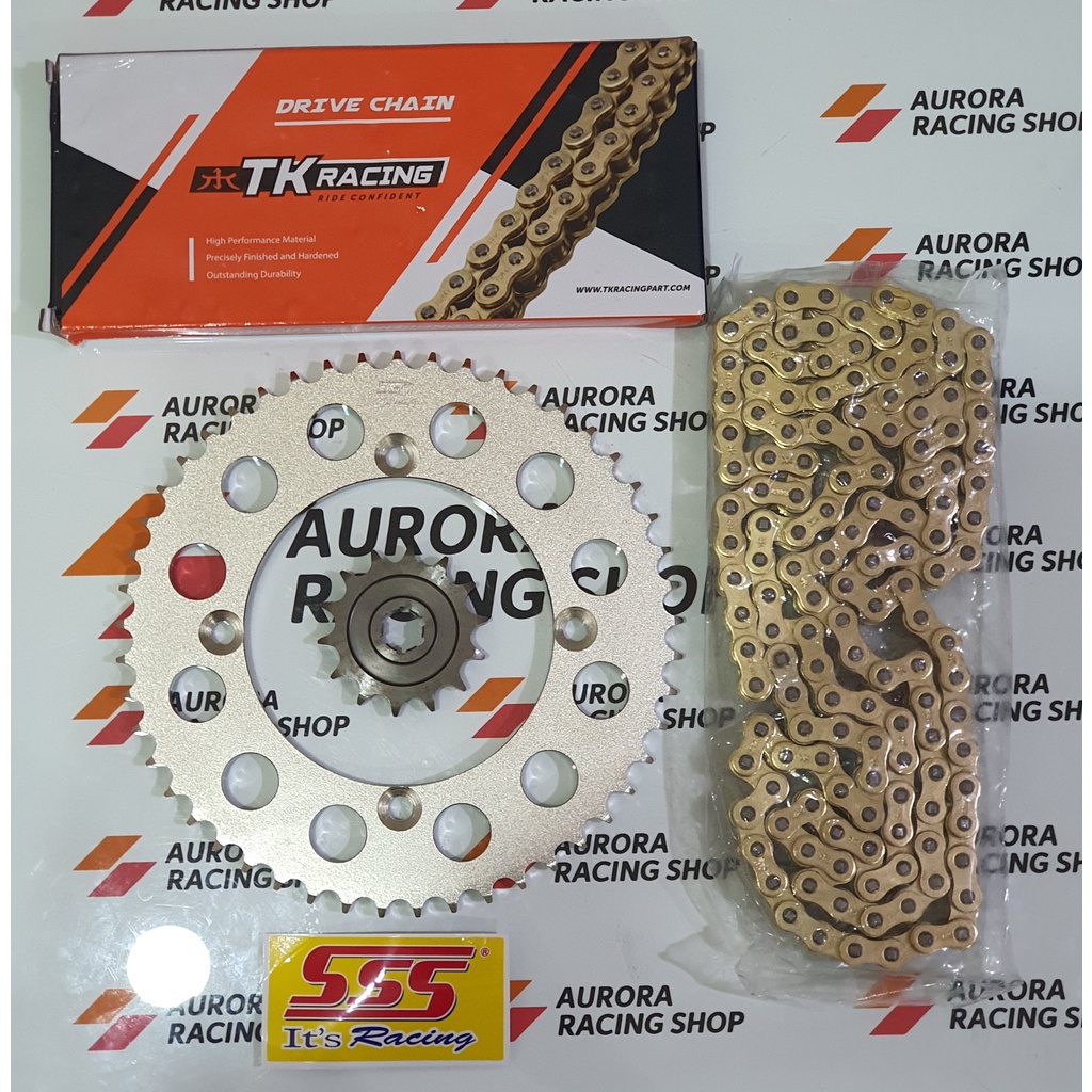 Jual Gear Set SSS KLX 150 D Tracker Rantai TK 428 HS 130L Gold