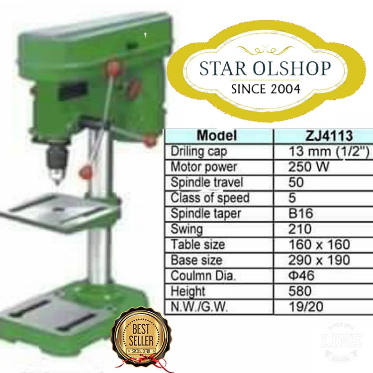 Jual Mesin Bor Duduk NRT PRO 4113 13 Mm 250 Watt Drill Press Shopee