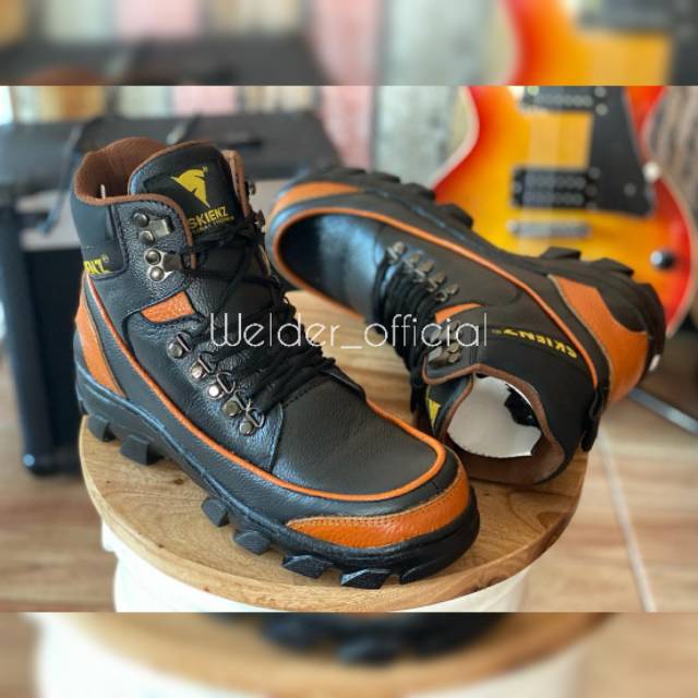 Jual Sepatu Boots Pria Safety Ujungbesi Kerja Proyek Lapangan Kulit